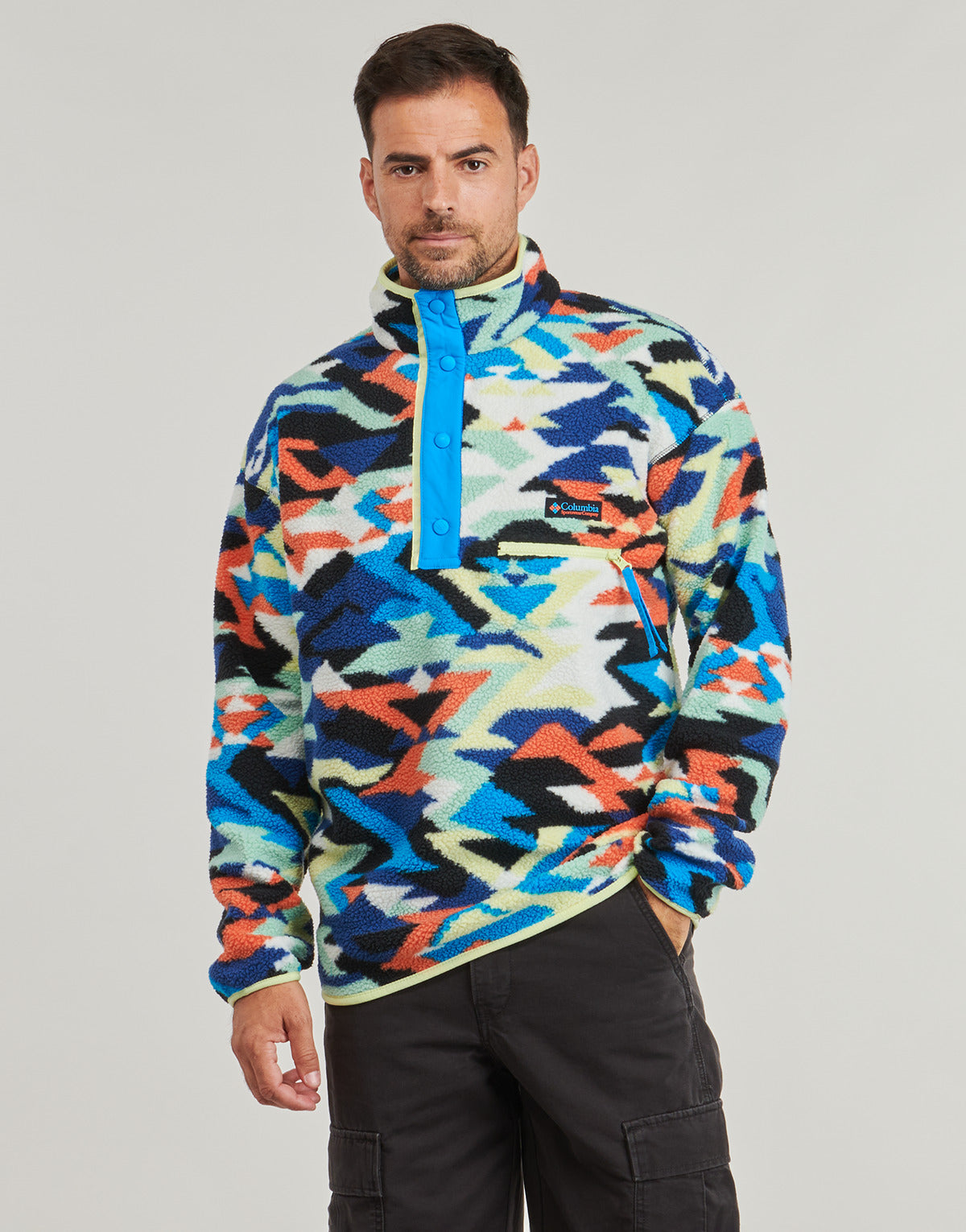 Felpa Uomo Columbia HELVETIA II PRINTED HALF SNAP FLEECE Multicolore
