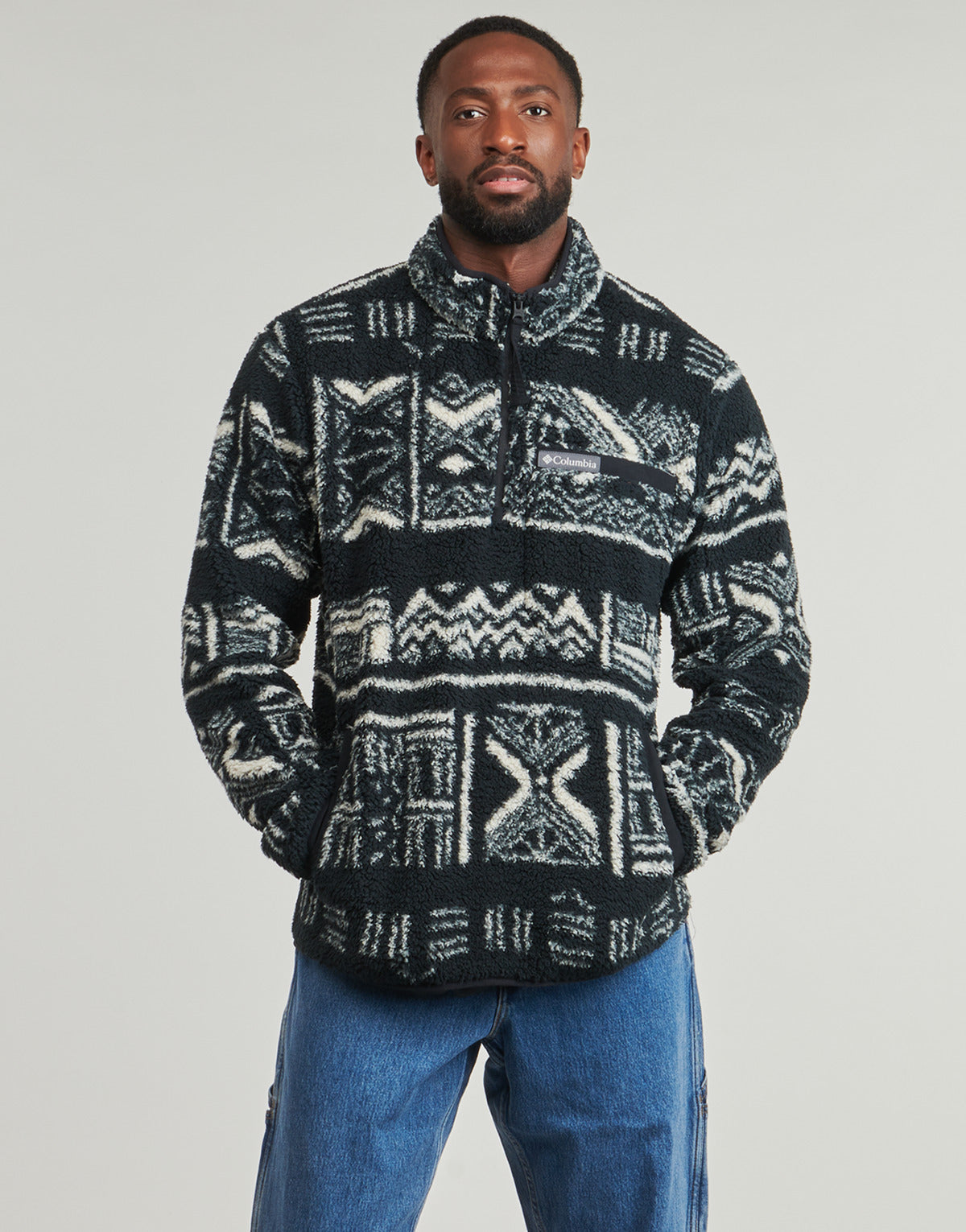 Felpa Uomo Columbia  RUGGED RIDGE HIGH PILE HALF ZIP  Nero