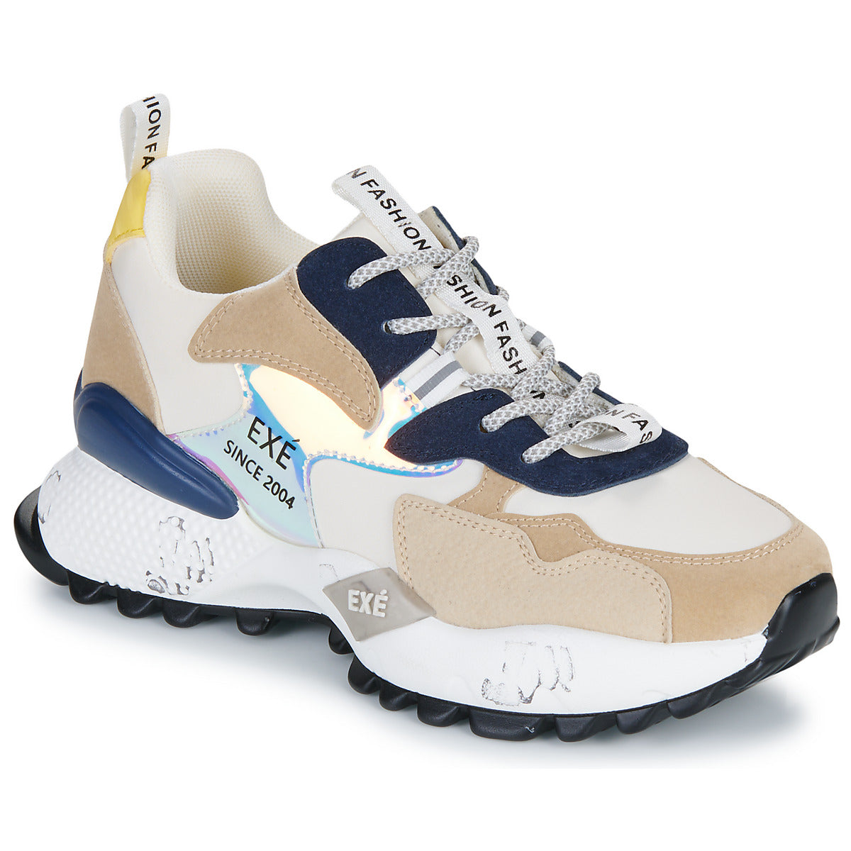 Sneakers basse Donna Exé Shoes 19V03-1-PU-BEIGE-BLACK Beige