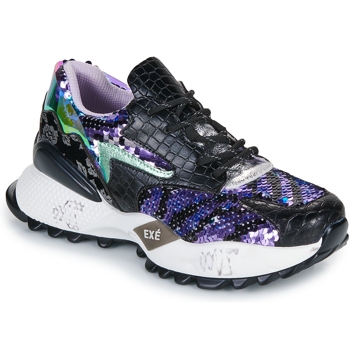 Sneakers basse Donna Exé Shoes  D190608-17-PU-BLACK  Nero