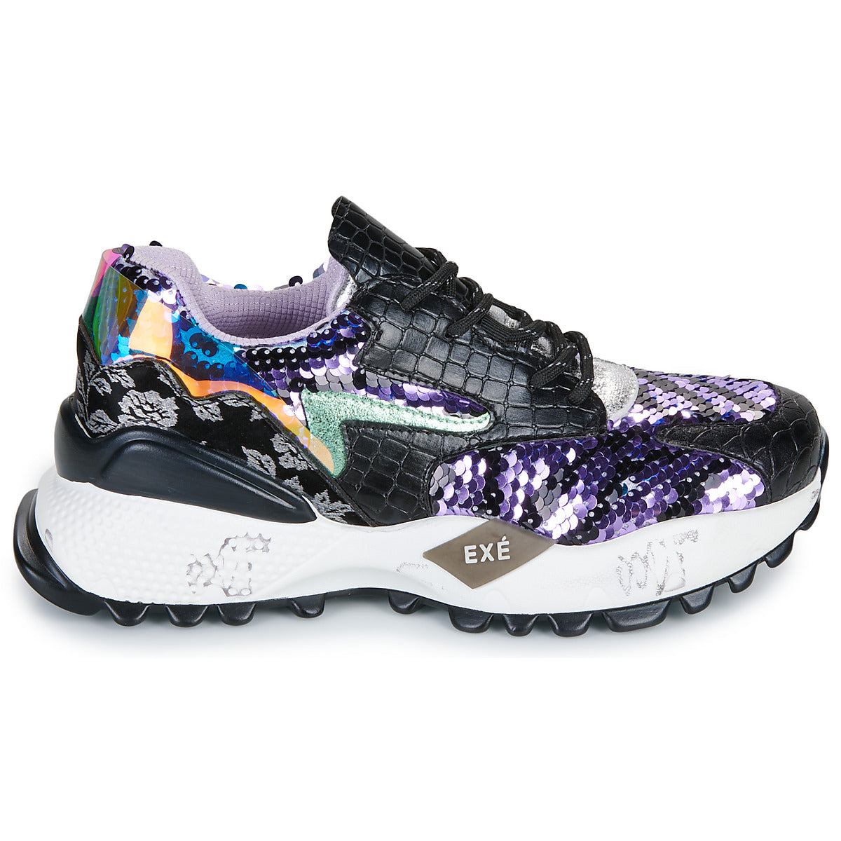 Sneakers basse Donna Exé Shoes  D190608-17-PU-BLACK  Nero