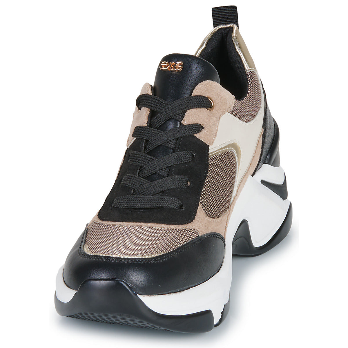 Sneakers basse Donna Exé Shoes 106-22WEX123-PU-BLACK-BEIGE