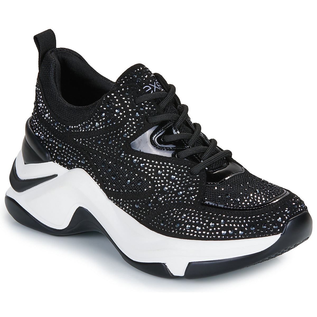 Sneakers basse Donna Exé Shoes 106-52EX21-STRASS-BLACK-WHITE