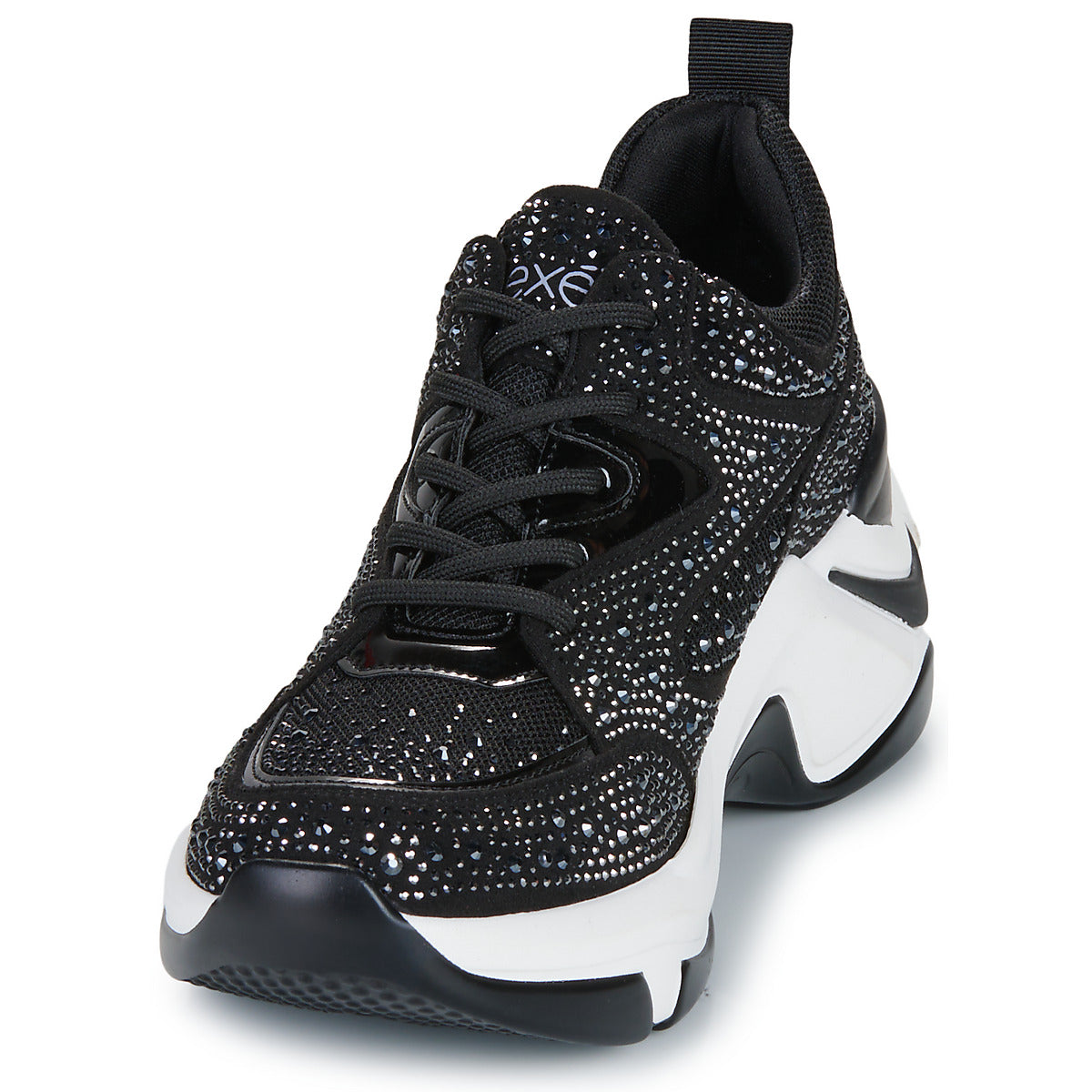 Sneakers basse Donna Exé Shoes 106-52EX21-STRASS-BLACK-WHITE