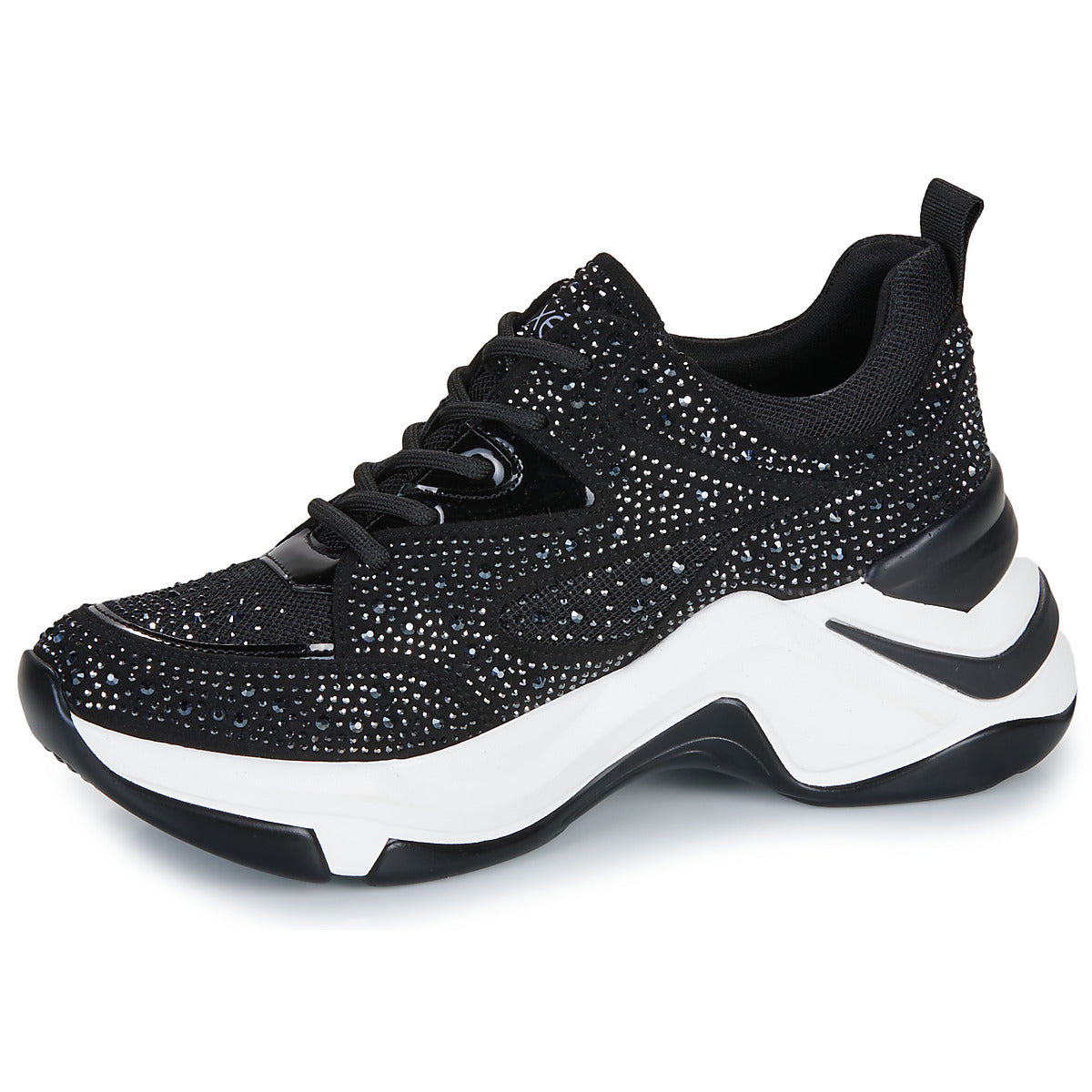 Sneakers basse Donna Exé Shoes 106-52EX21-STRASS-BLACK-WHITE