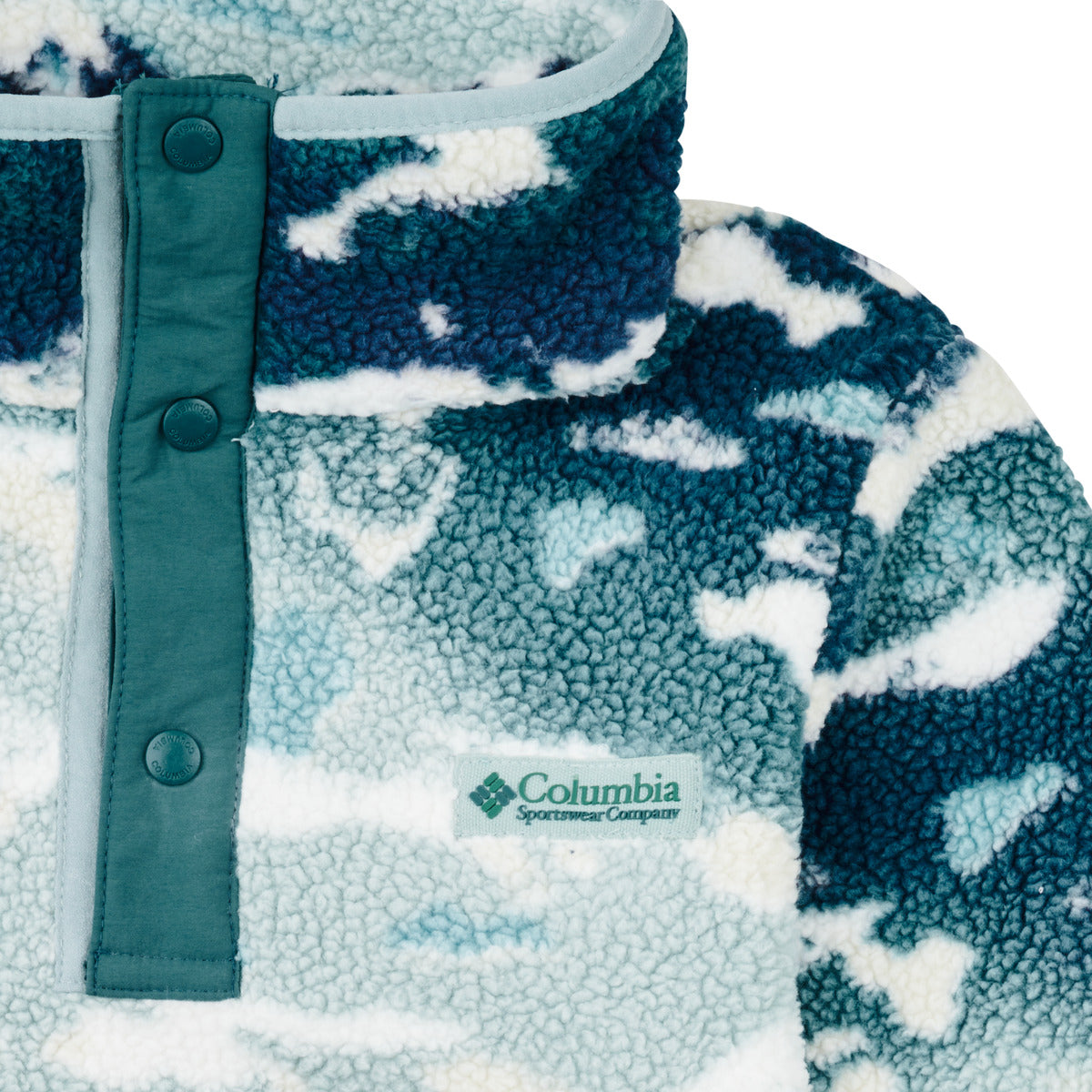 Felpa bambina ragazza Columbia  HELVETIA II PRINTED HALF SNAP FLEECE  Blu