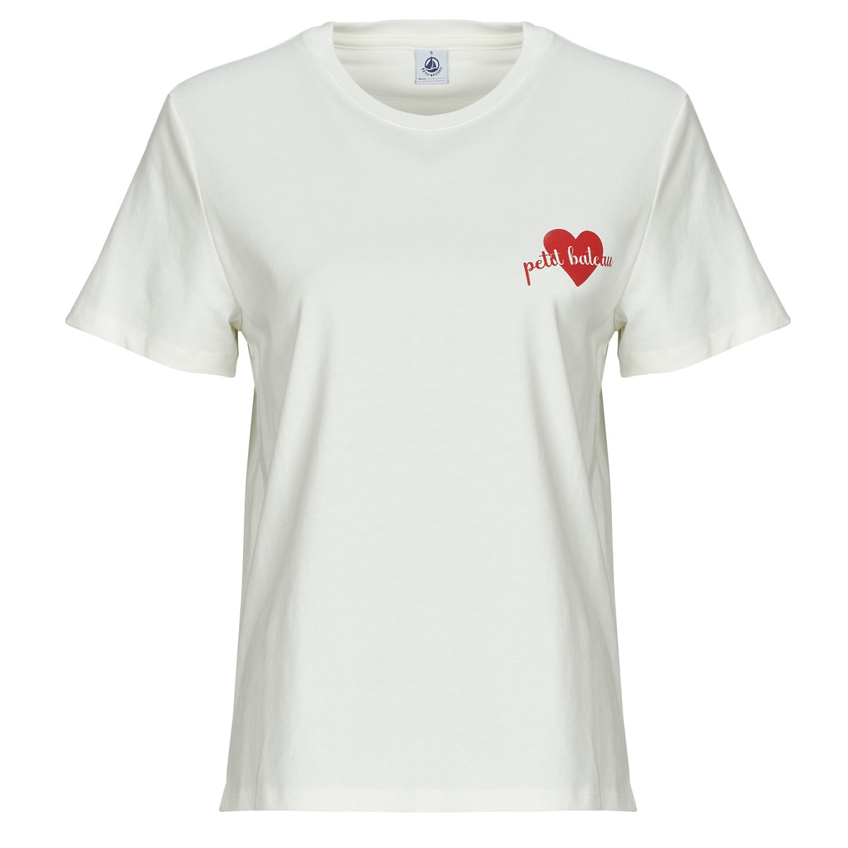 T-shirt Donna Petit Bateau  MC COL ROND  Bianco