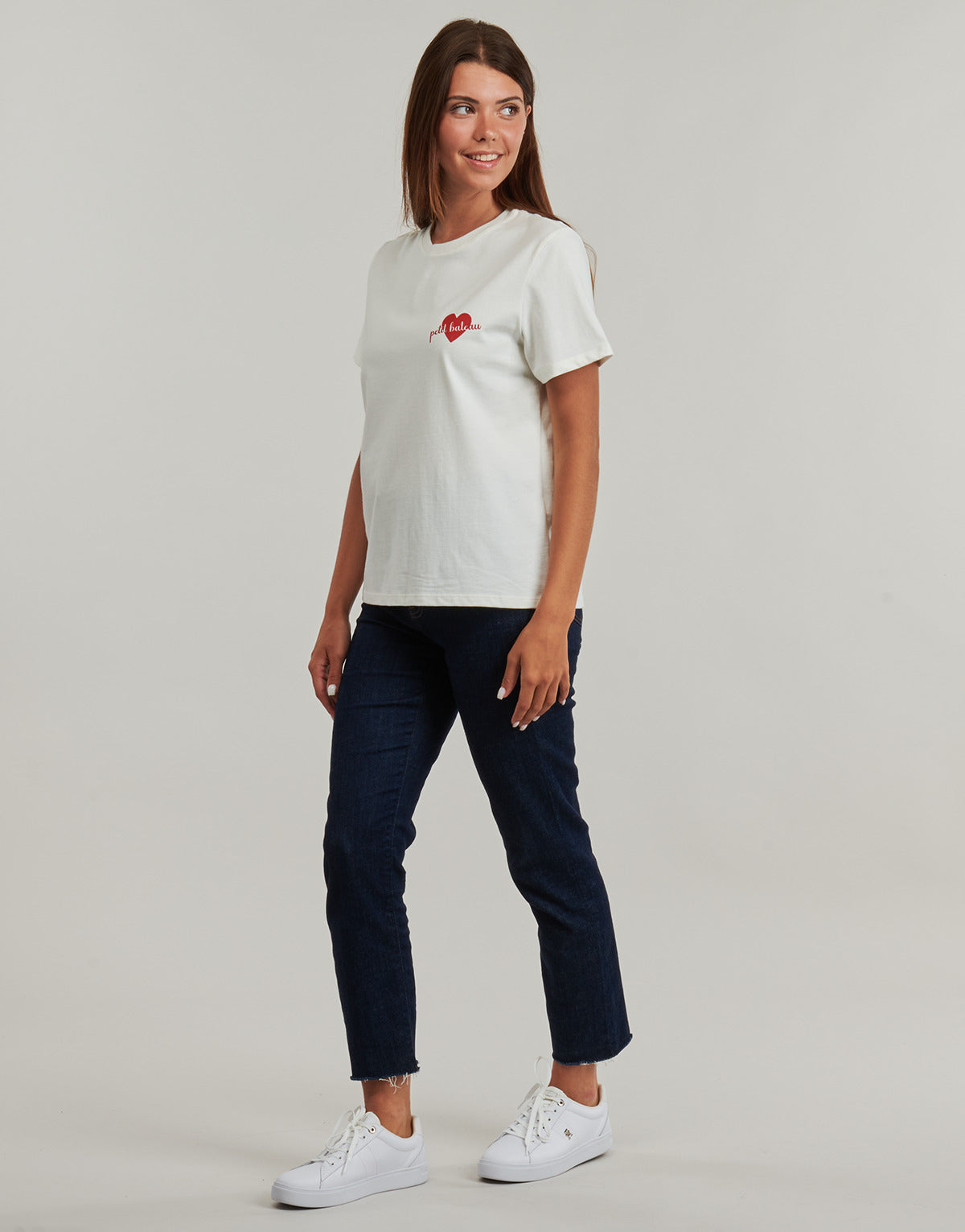 T-shirt Donna Petit Bateau  MC COL ROND  Bianco