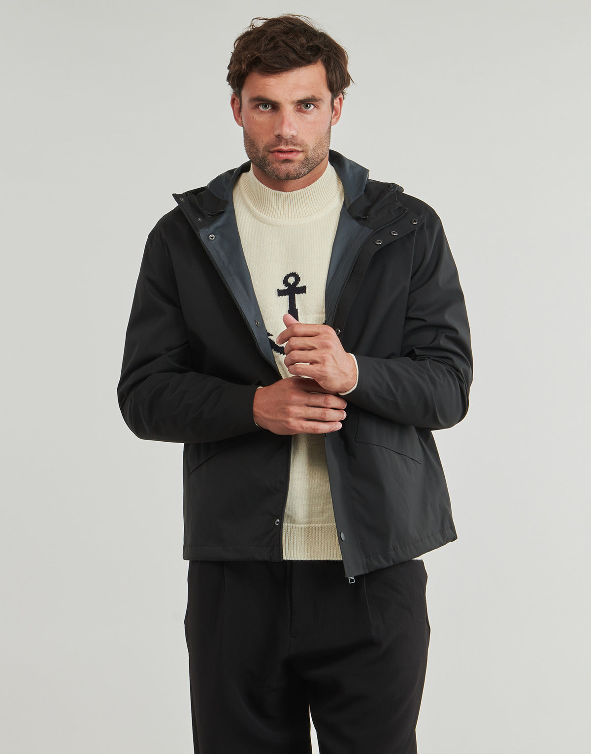 Parka Uomo Jack & Jones  JPRCCREAGAN CLEAN TECH RAIN JACKET  Nero