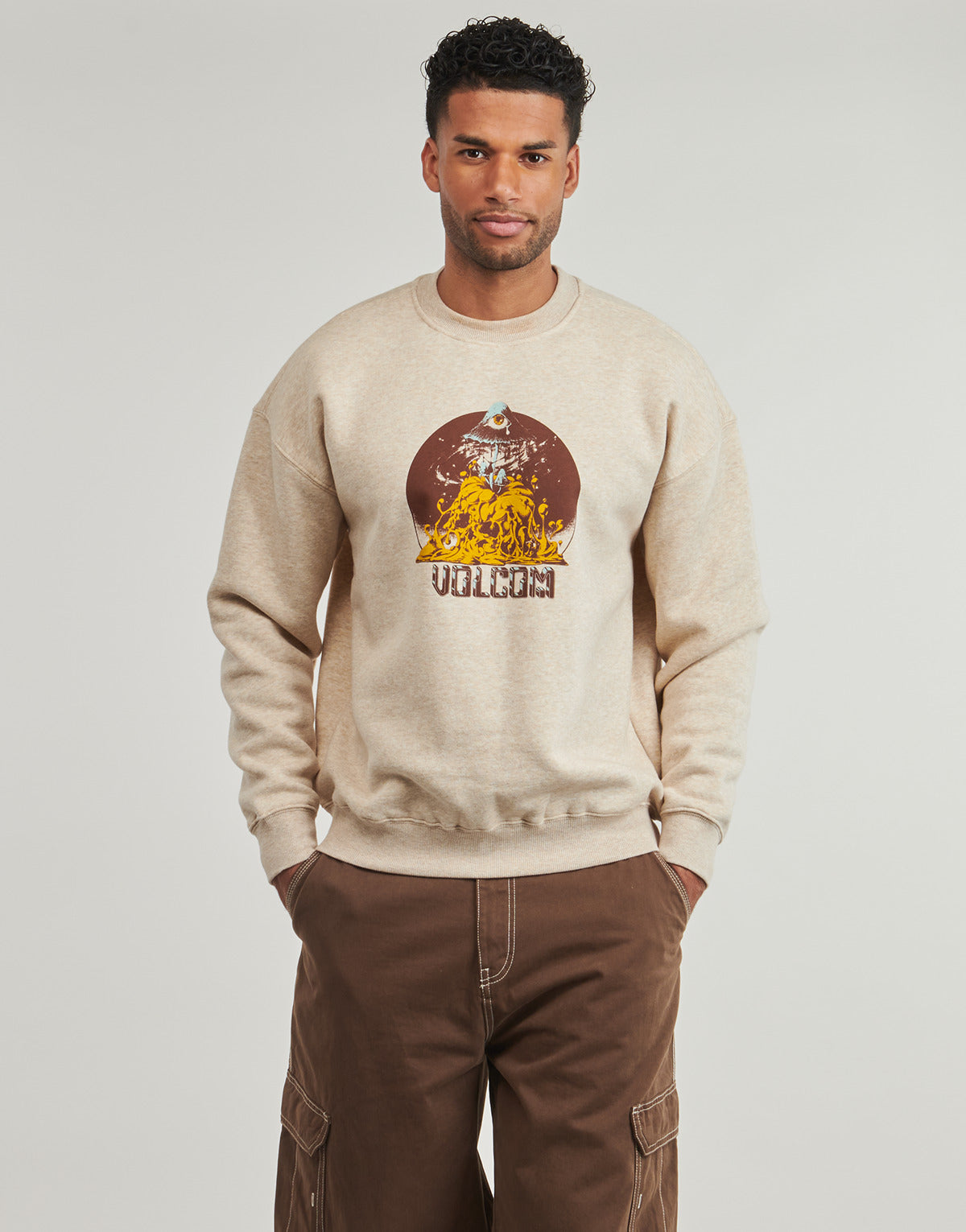 Felpa Uomo Volcom  FA CALLUM ROONEY CREW  Beige