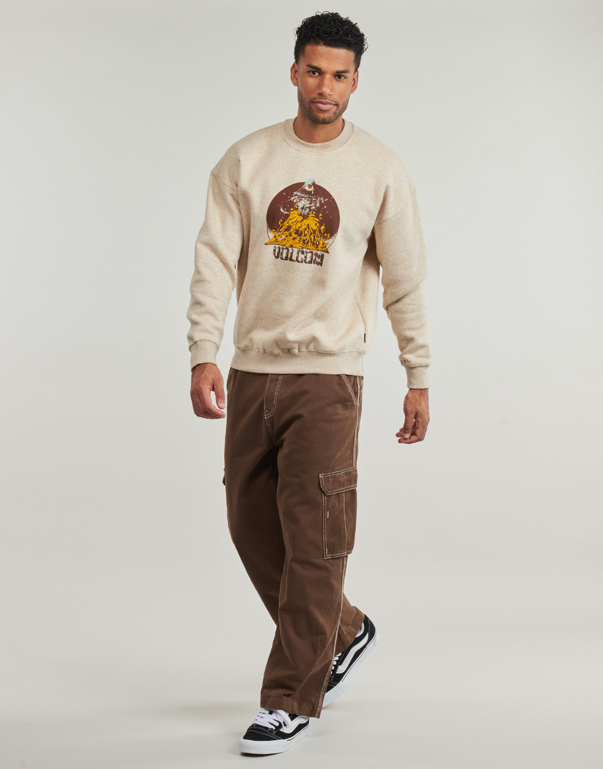 Felpa Uomo Volcom  FA CALLUM ROONEY CREW  Beige
