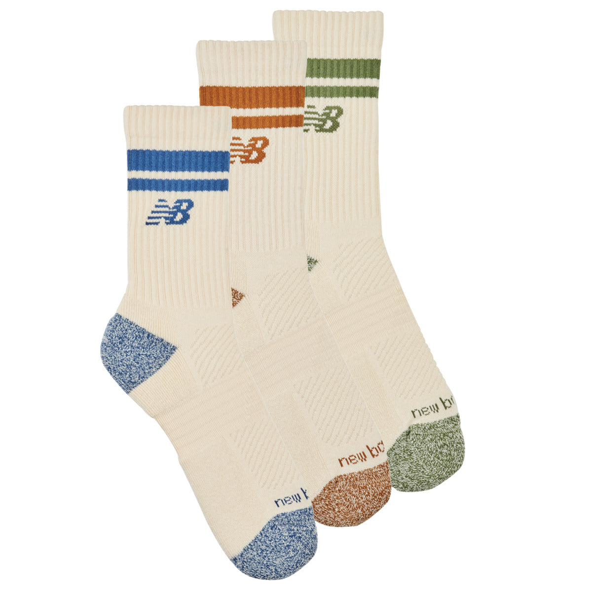 Calze sportive Uomo New Balance  ACTIVE LIFESTYLE STRIPED CREW SOCKS 3 PACKS  Beige