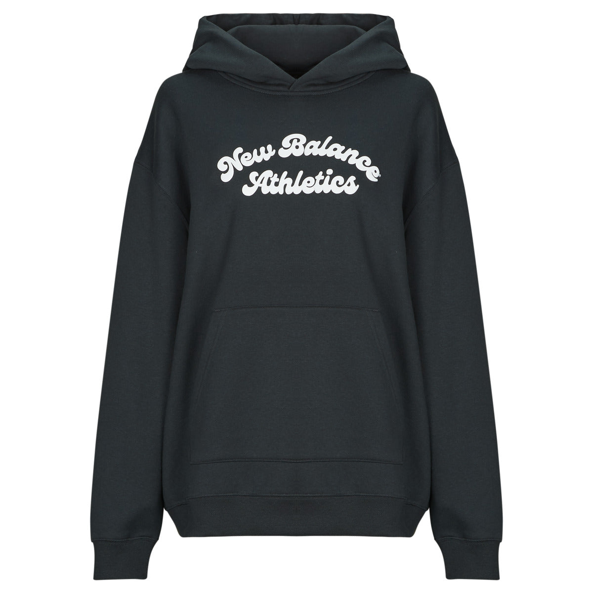 Felpa Donna New Balance  LINEAR HERITAGE FLEECE LONG HOODIE  Nero