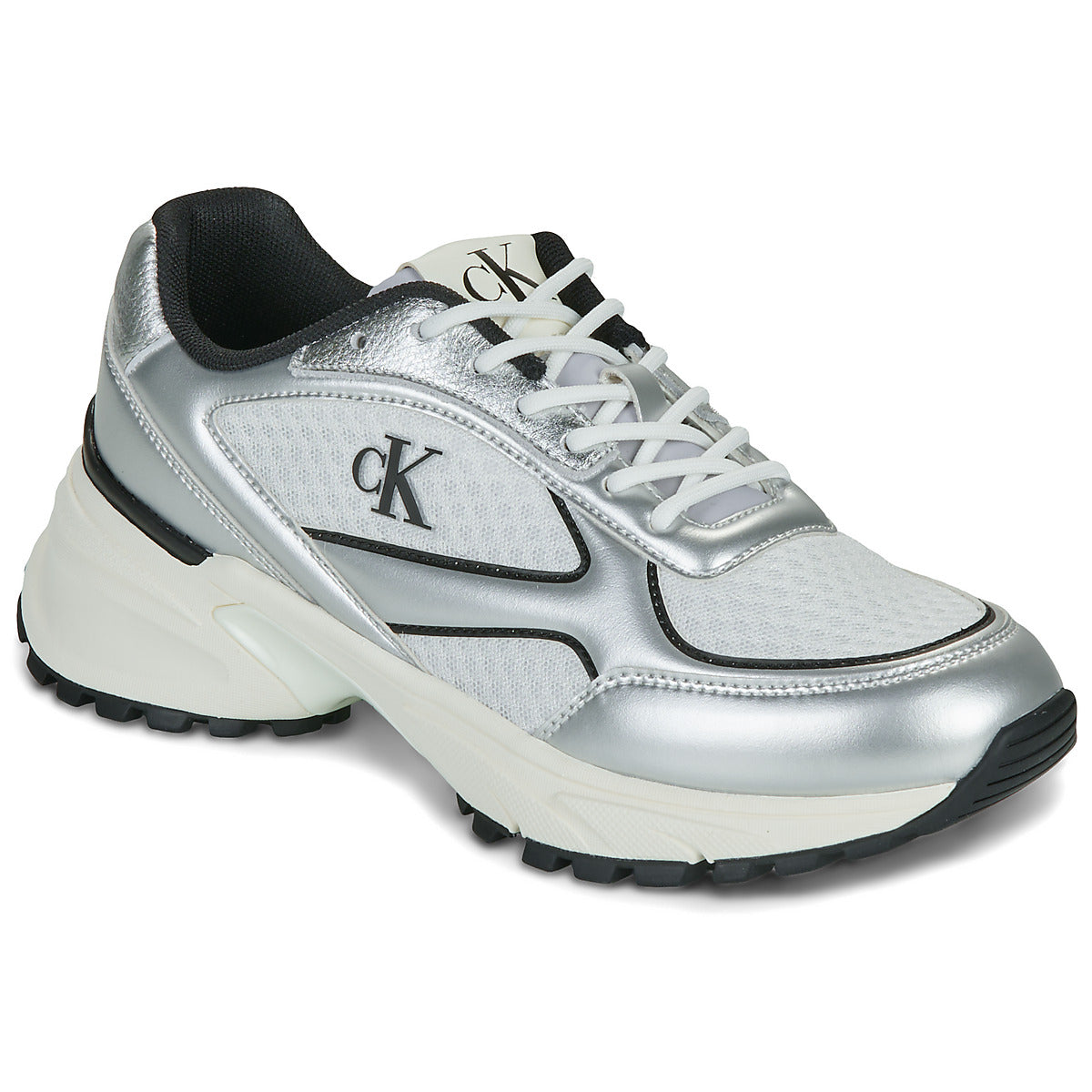 Sneakers basse Donna Calvin Klein Jeans  HIKE RUNNER LACE UP MESH MIX MET  Grigio