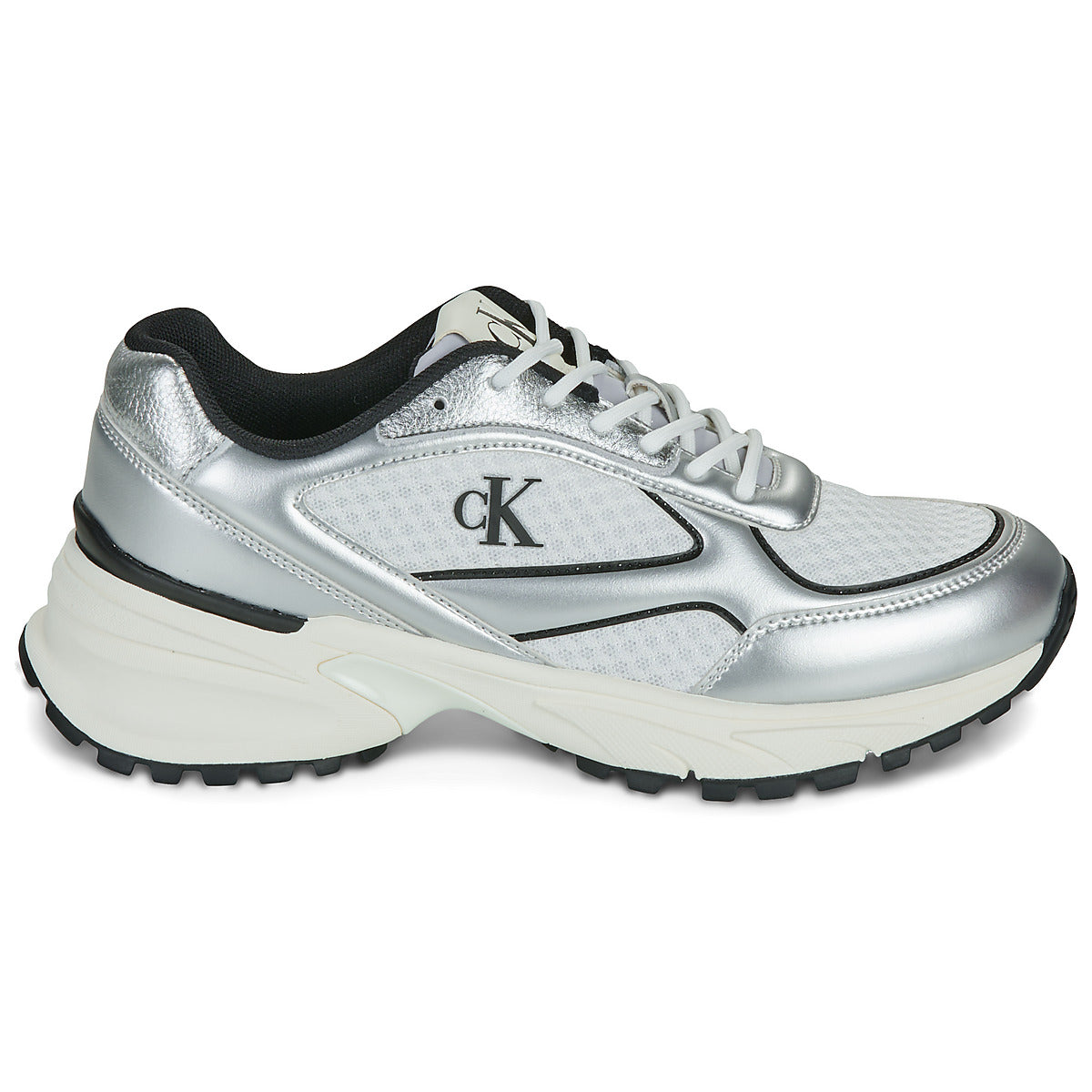 Sneakers basse Donna Calvin Klein Jeans  HIKE RUNNER LACE UP MESH MIX MET  Grigio