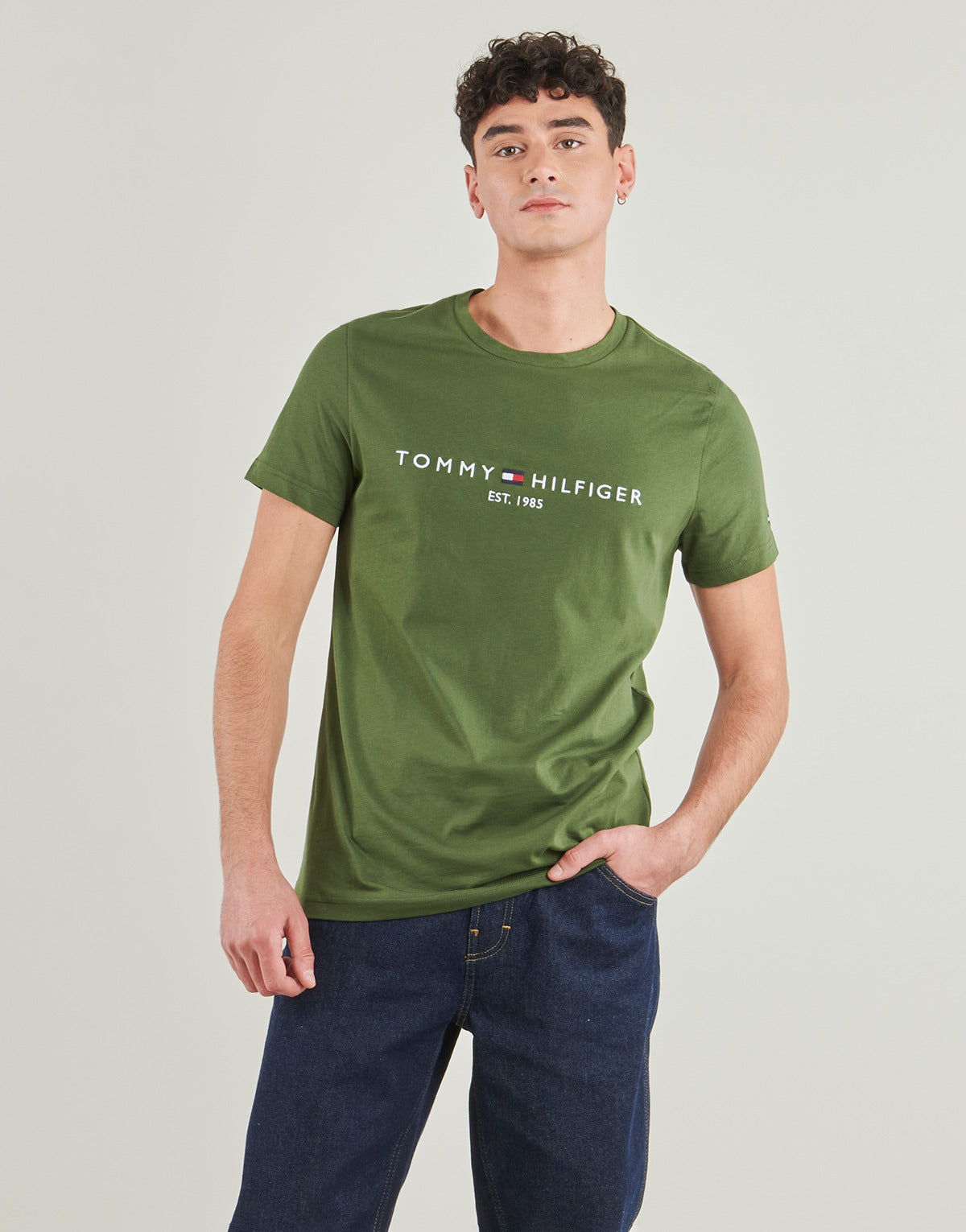 T-shirt Uomo Tommy Hilfiger  TOMMY LOGO TEE  Kaki