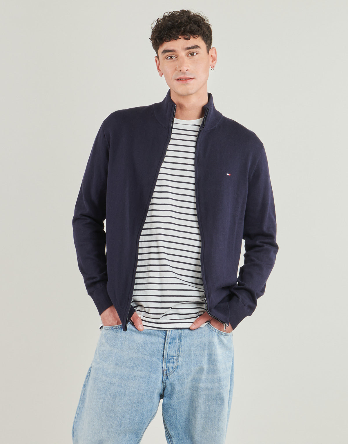 Gilet / Cardigan Uomo Tommy Hilfiger  ESSENTIAL COTTON ZIP THRU  Marine