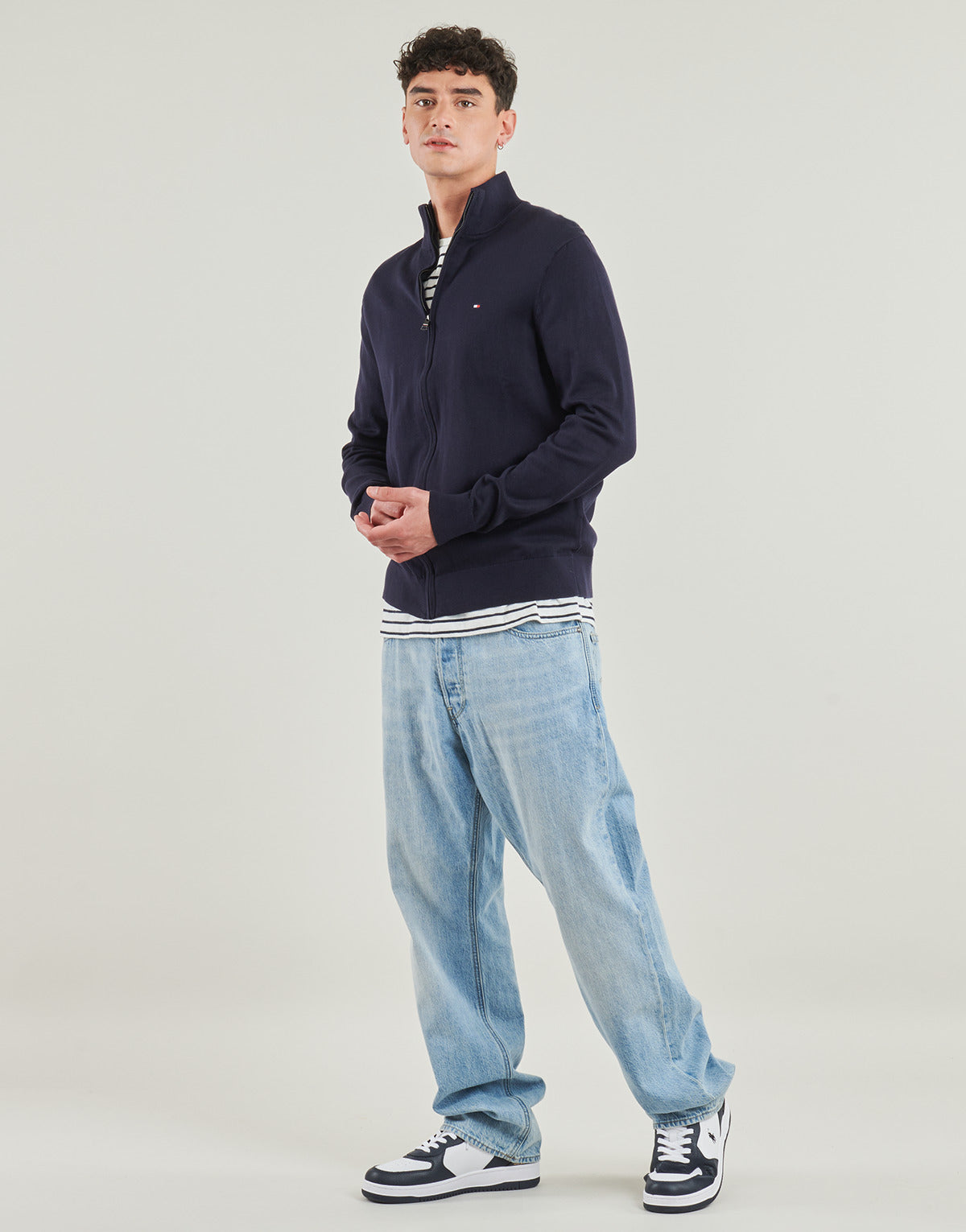 Gilet / Cardigan Uomo Tommy Hilfiger  ESSENTIAL COTTON ZIP THRU  Marine