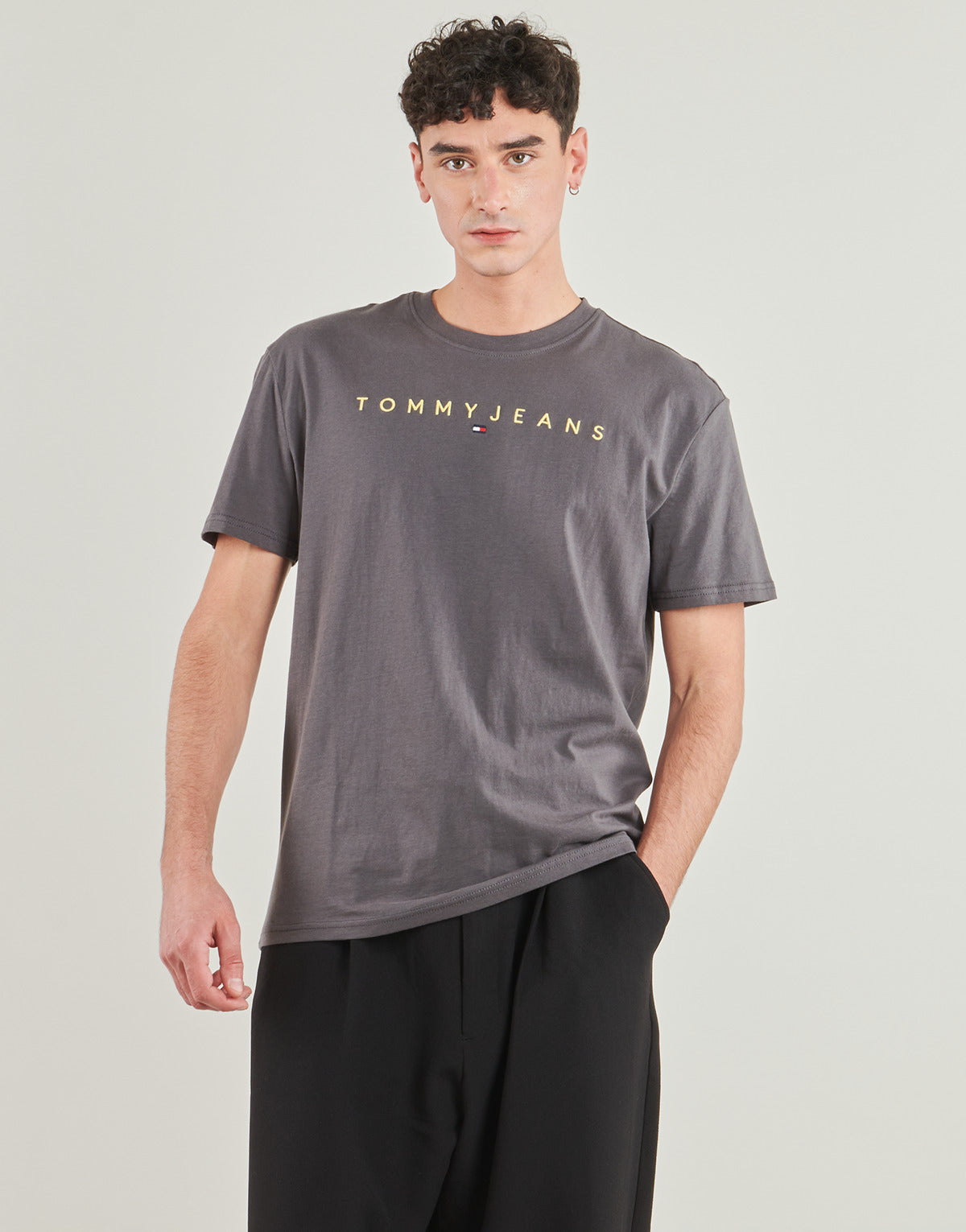 T-shirt Uomo Tommy Jeans  TJM REG LINEAR LOGO TEE EXT  Grigio