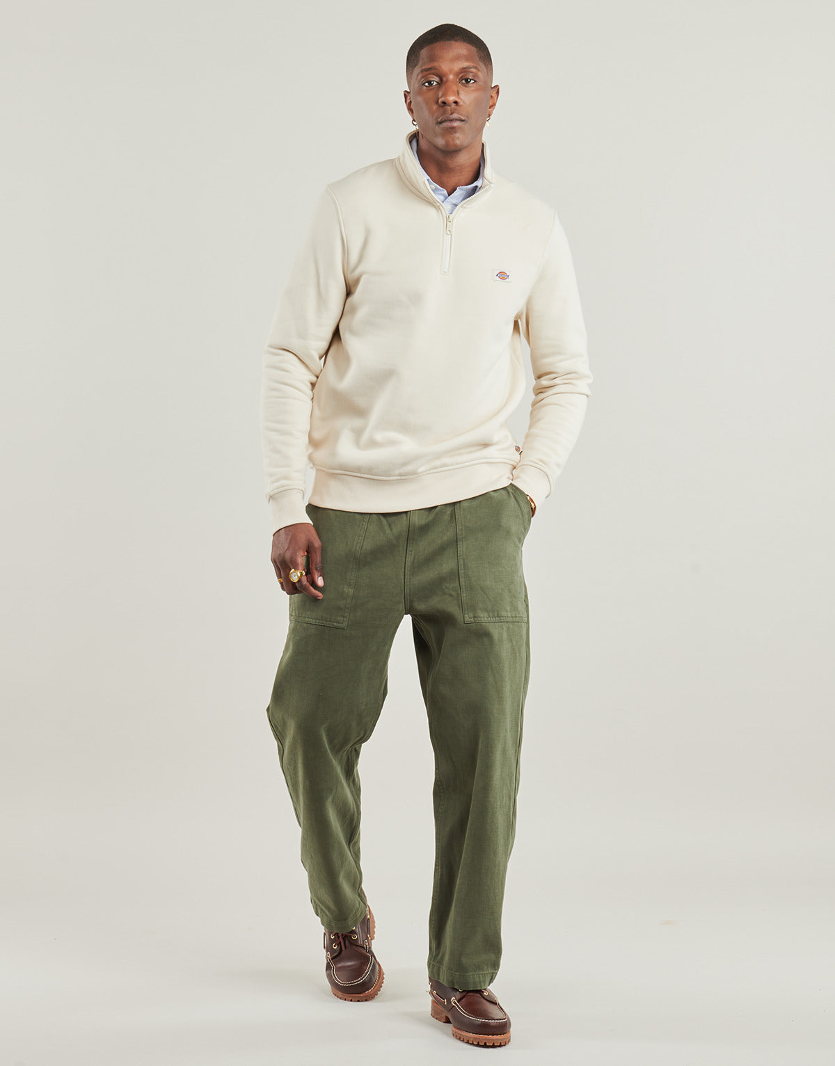 Felpa Uomo Dickies  OAKPORT QUARTER ZIP  Bianco