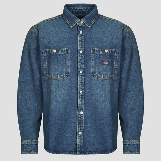 Camicia a maniche lunghe Uomo Dickies  MECHANIC DENIM SHIRT LS KHAKI TINTED BLUE  Blu