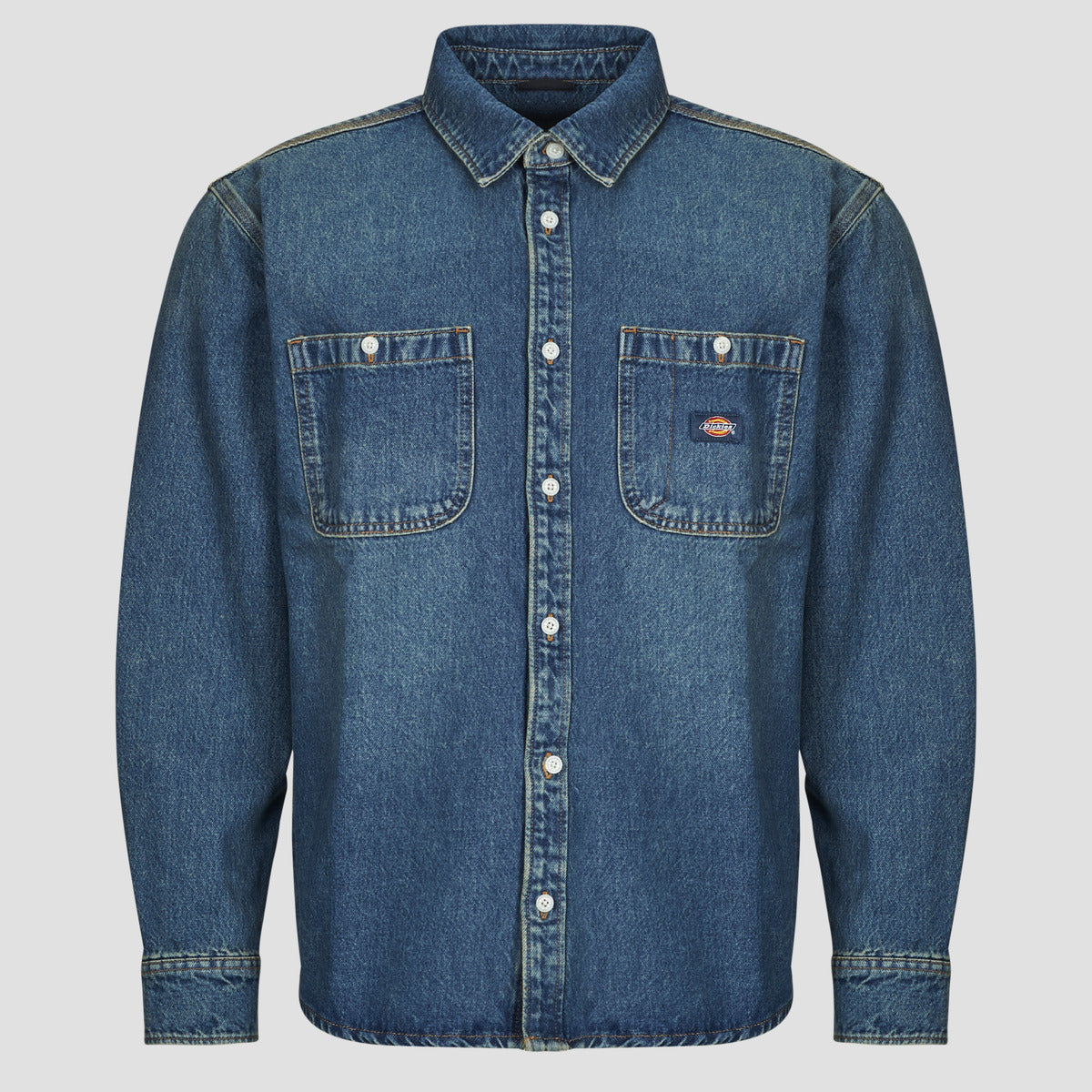 Camicia a maniche lunghe Uomo Dickies  MECHANIC DENIM SHIRT LS KHAKI TINTED BLUE  Blu