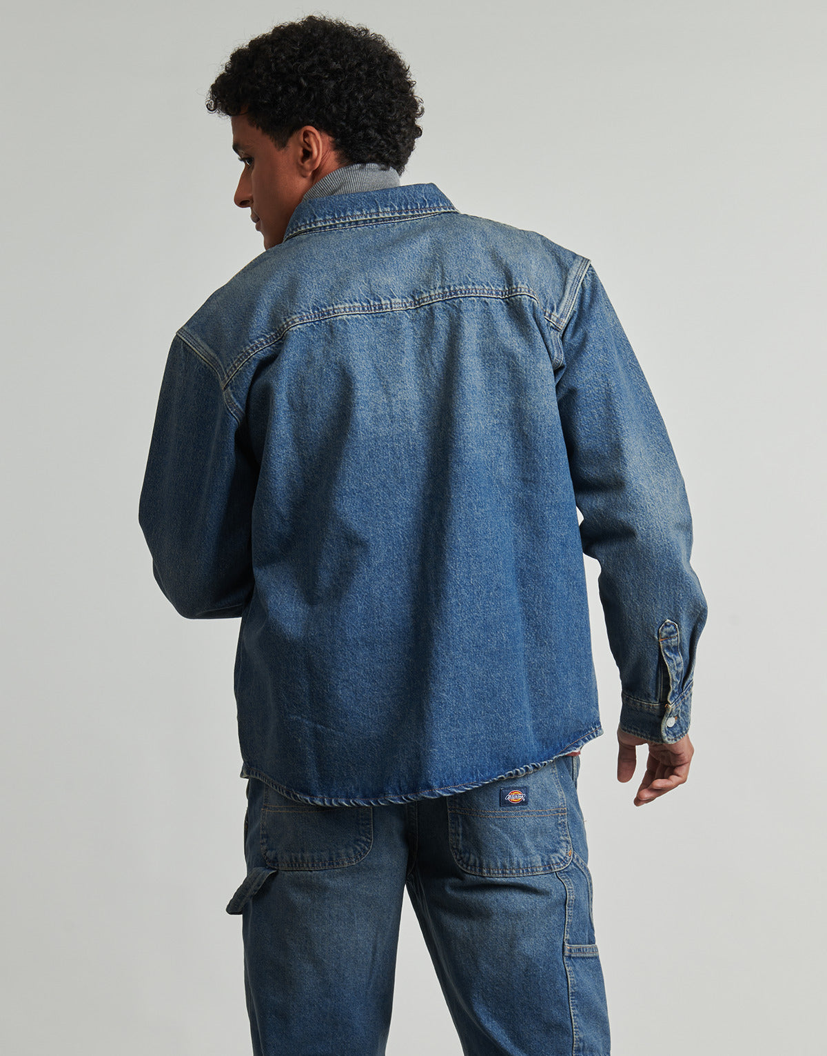 Camicia a maniche lunghe Uomo Dickies  MECHANIC DENIM SHIRT LS KHAKI TINTED BLUE  Blu