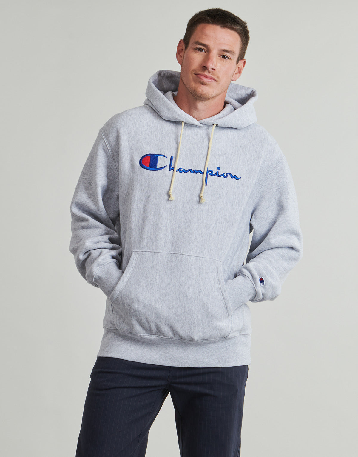 Felpa Uomo Champion  HOODED SWEATSHIRT  Grigio