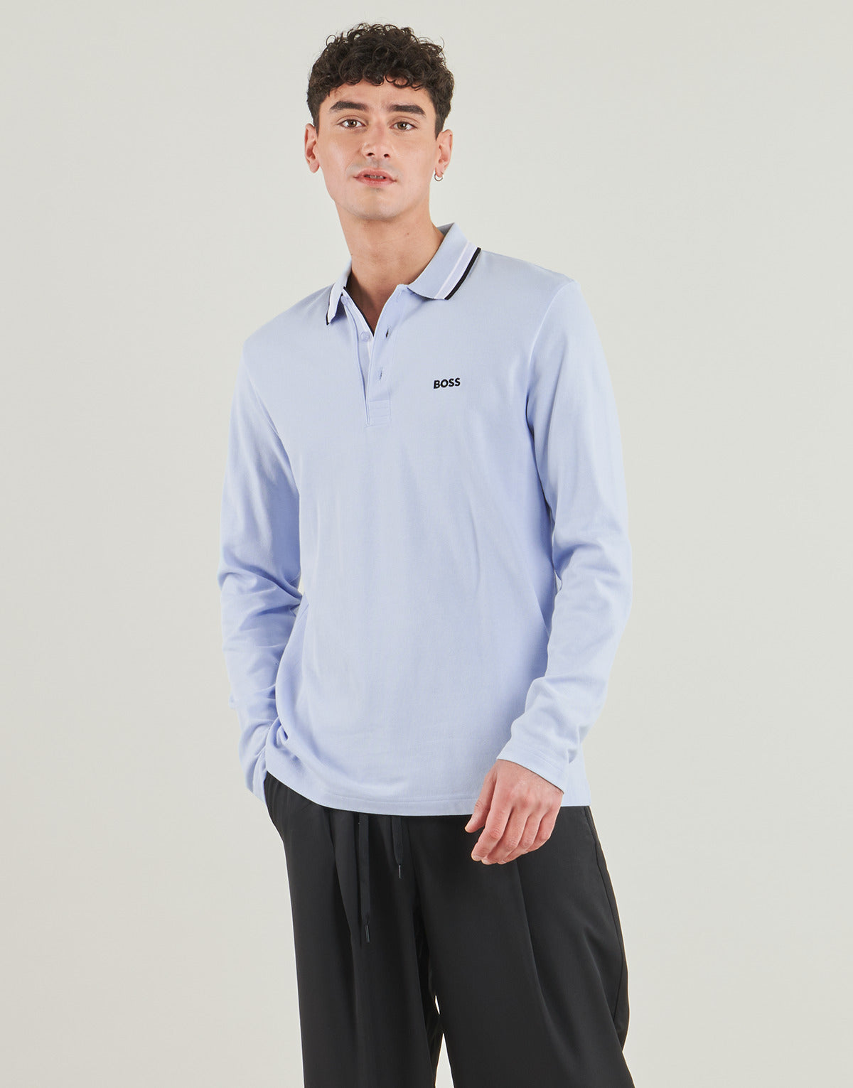 Polo maniche lunghe Uomo BOSS  Plisy  Blu