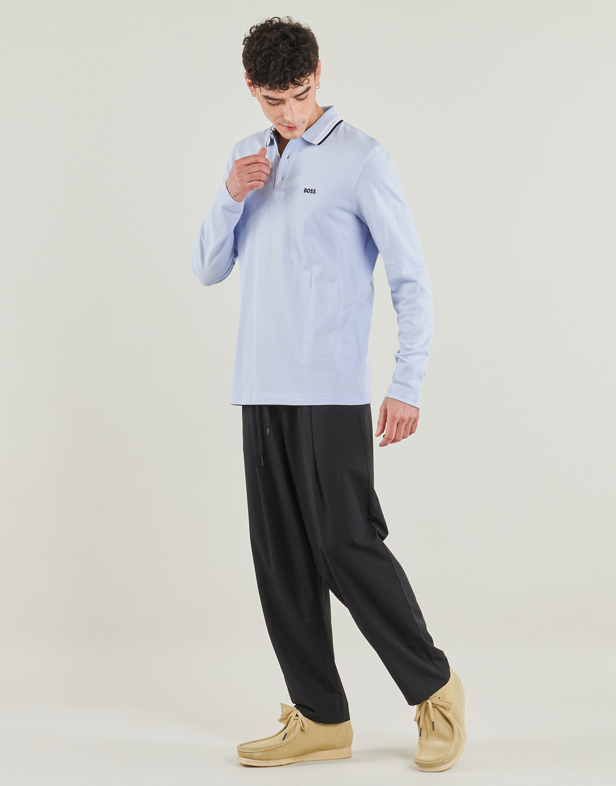 Polo maniche lunghe Uomo BOSS  Plisy  Blu