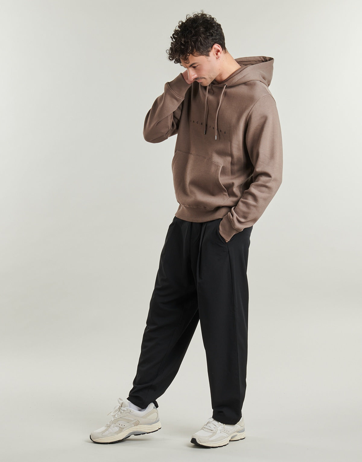 Felpa Uomo Jack & Jones  JJESTAR JJ SWEAT HOOD  Beige