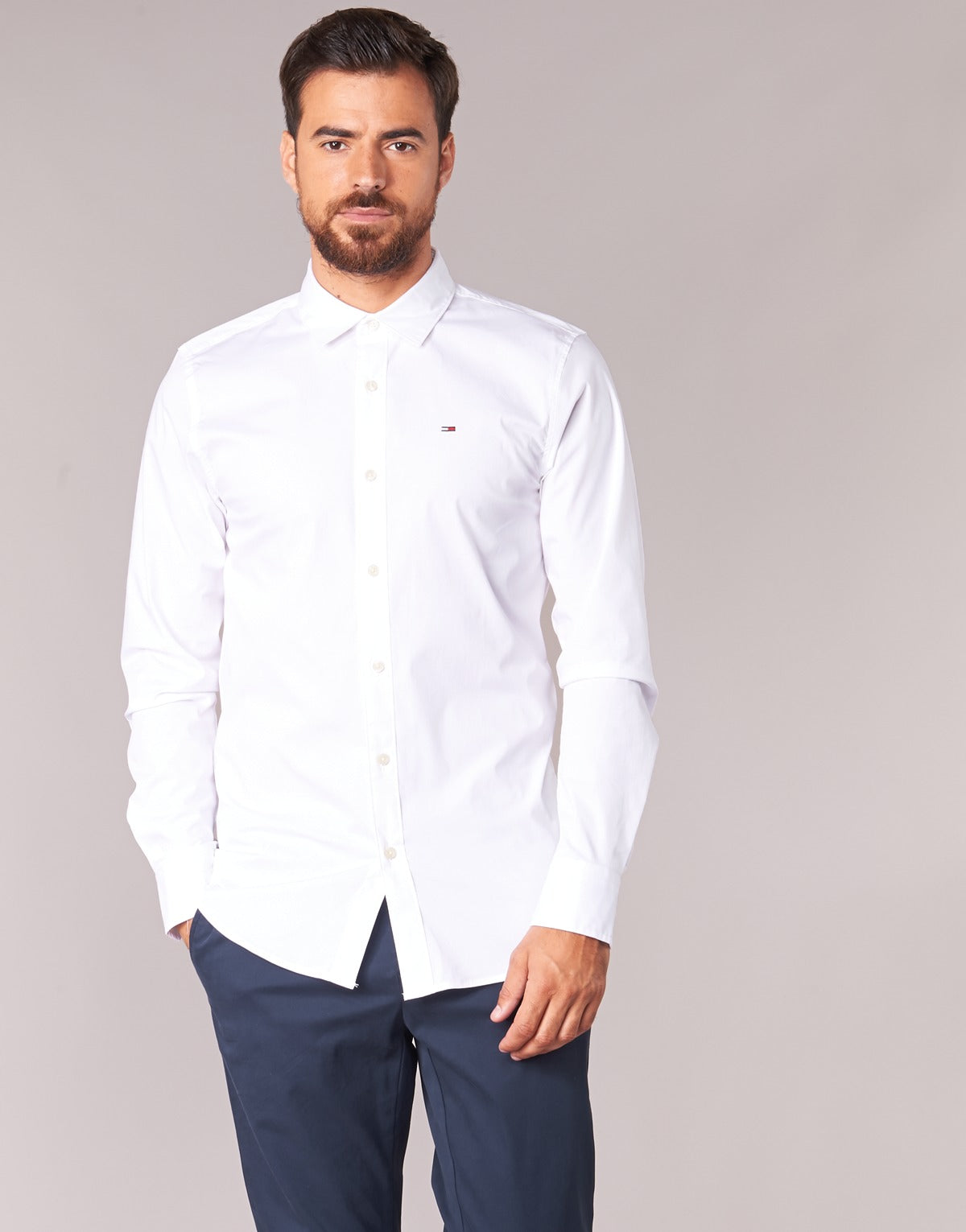 Camicia a maniche lunghe Uomo Tommy Jeans TJM ORIGINAL STRETCH SHIRT Bianco