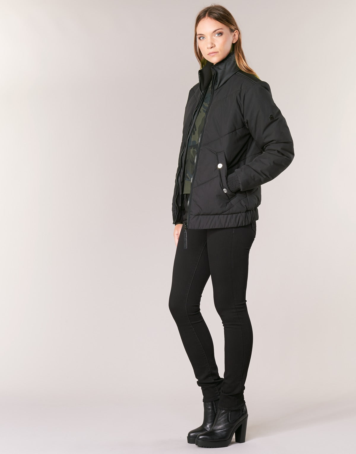 Giubbotto Donna G-Star Raw STRETT CHEVRON JKT Nero