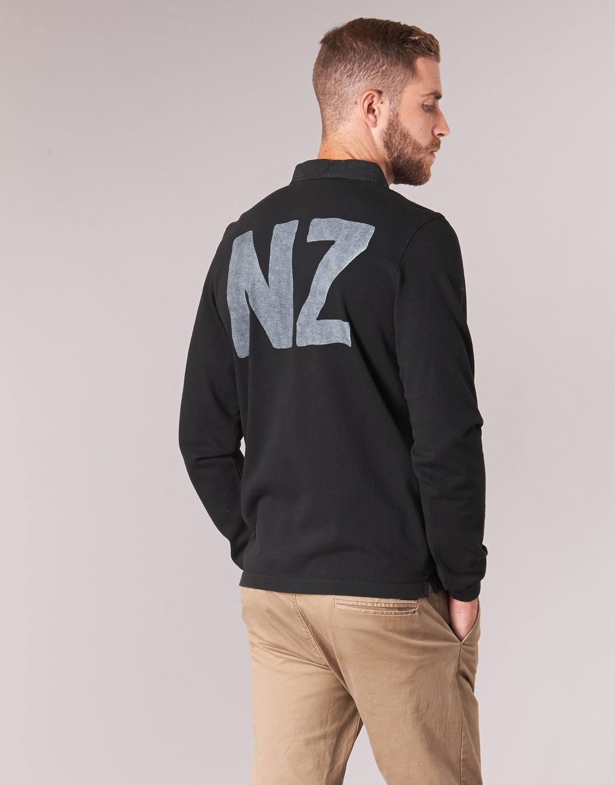 Polo maniche lunghe Uomo Serge Blanco POLO NEW ZEALAND Nero