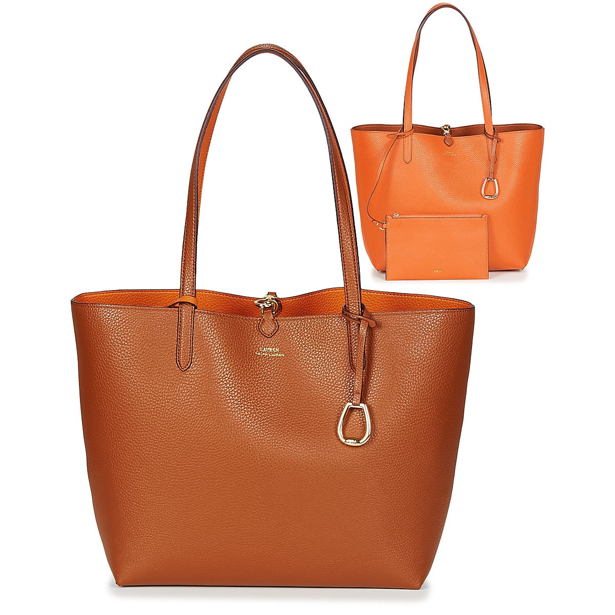 Borsa Shopping Donna Lauren Ralph Lauren MERRIMACK REVERSIBLE TOTE MEDIUM Marrone