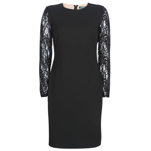 Abito corto Donna Lauren Ralph Lauren  LACE PANEL JERSEY DRESS  Nero