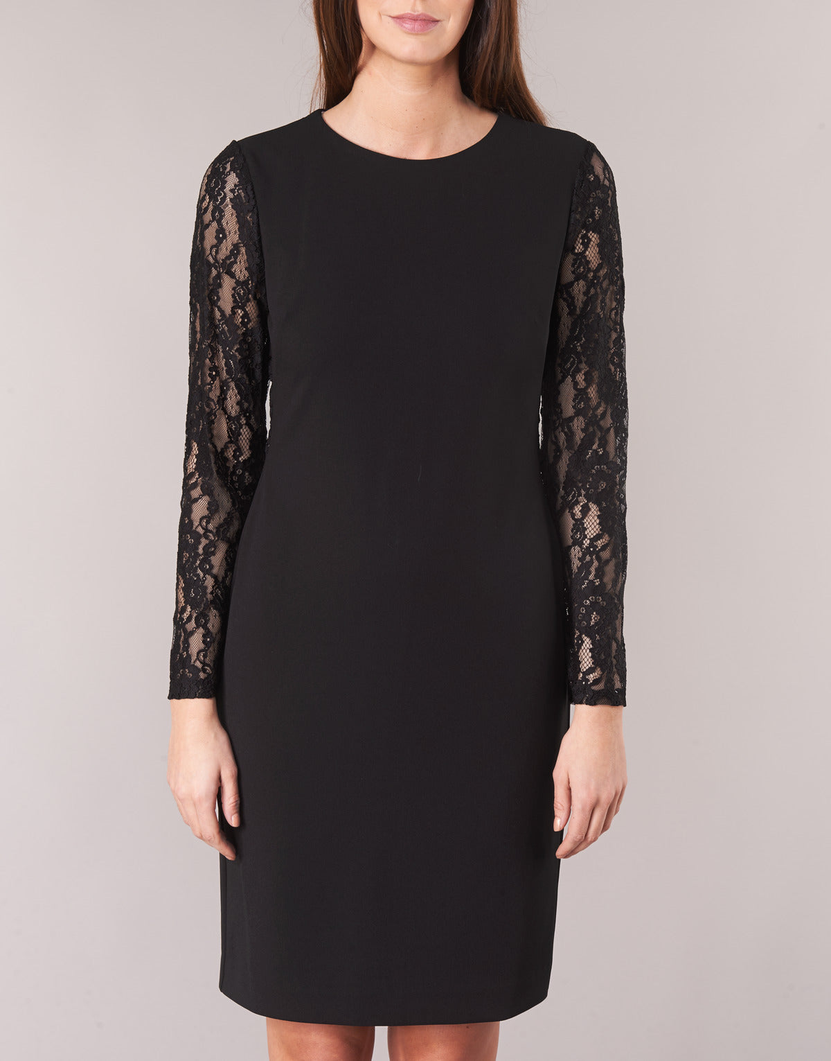 Abito corto Donna Lauren Ralph Lauren  LACE PANEL JERSEY DRESS  Nero