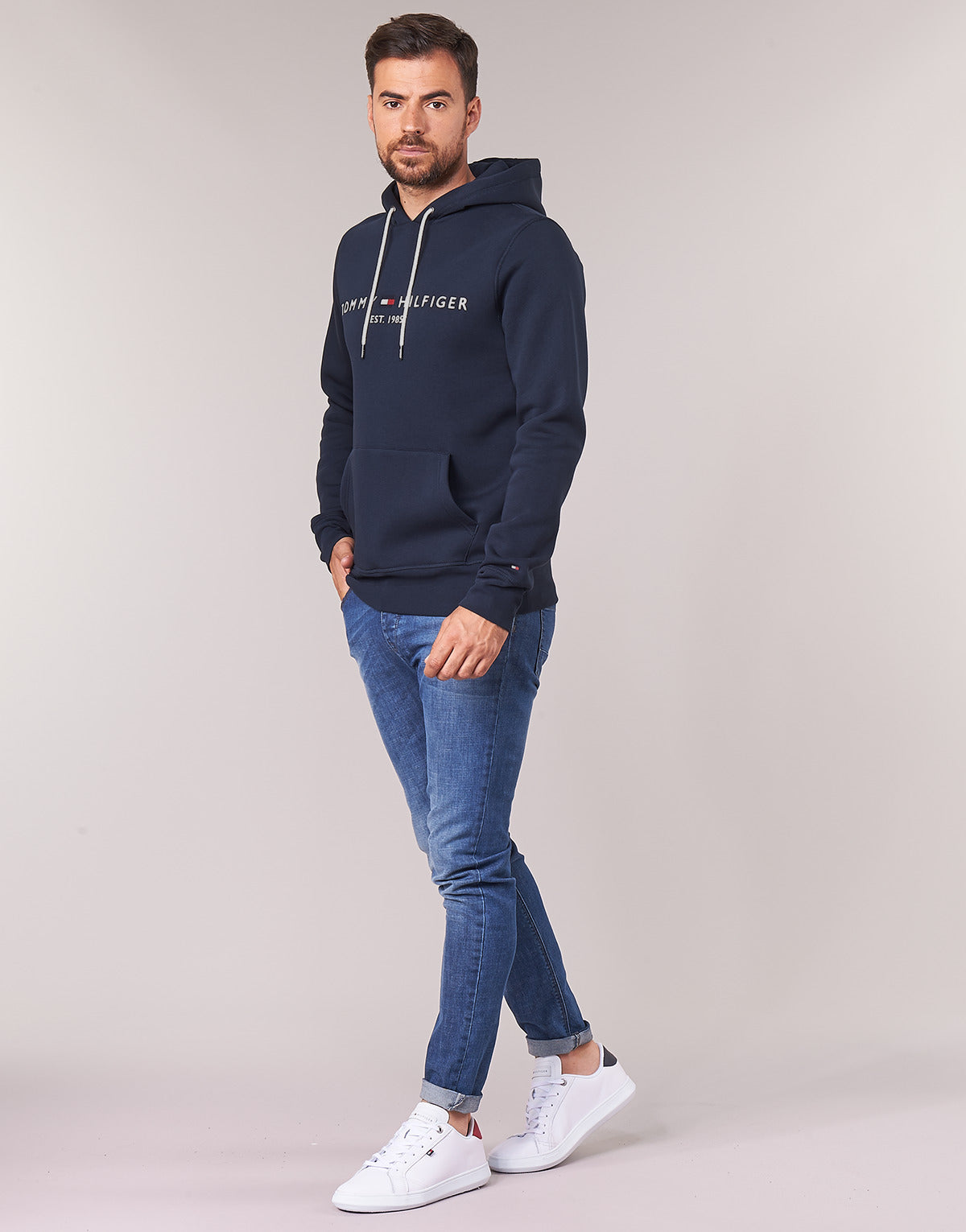 Felpa Uomo Tommy Hilfiger  TOMMY LOGO HOODY  Blu