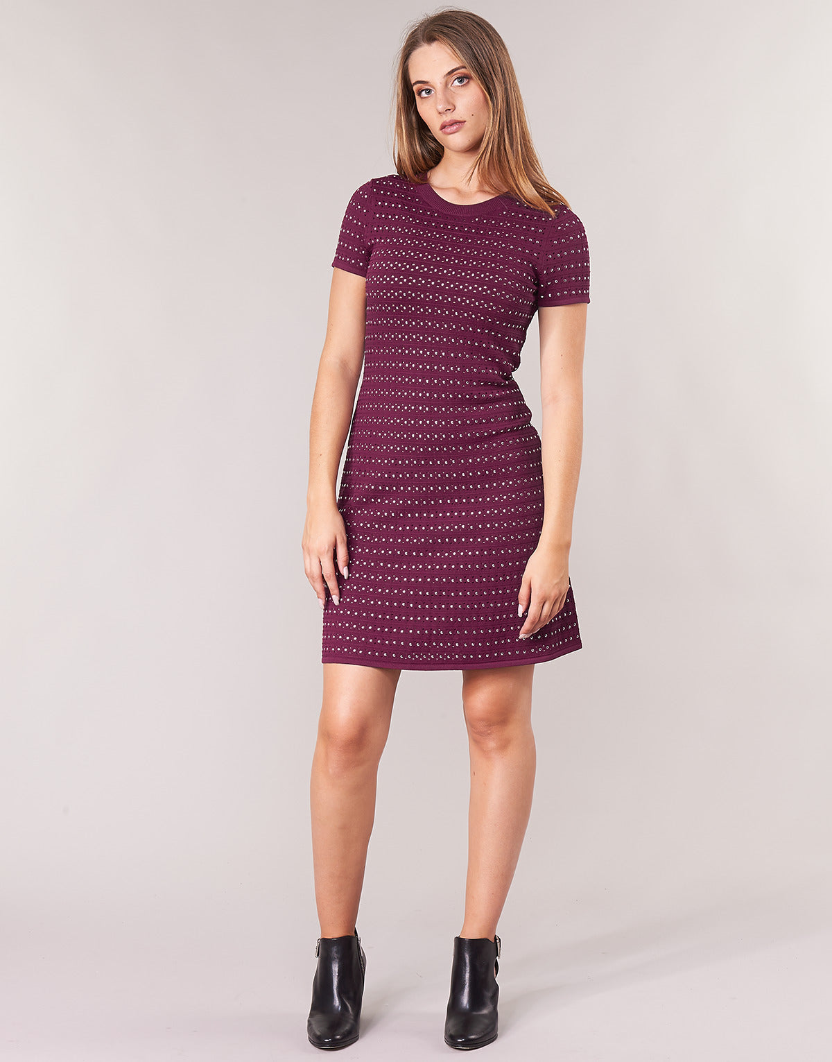 Abito corto Donna MICHAEL Michael Kors  EMBELL FLARE MINI DRS  Bordeaux