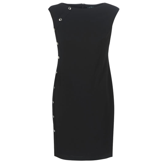 Abito corto Donna Lauren Ralph Lauren  BUTTON-TRIM CREPE DRESS  Nero