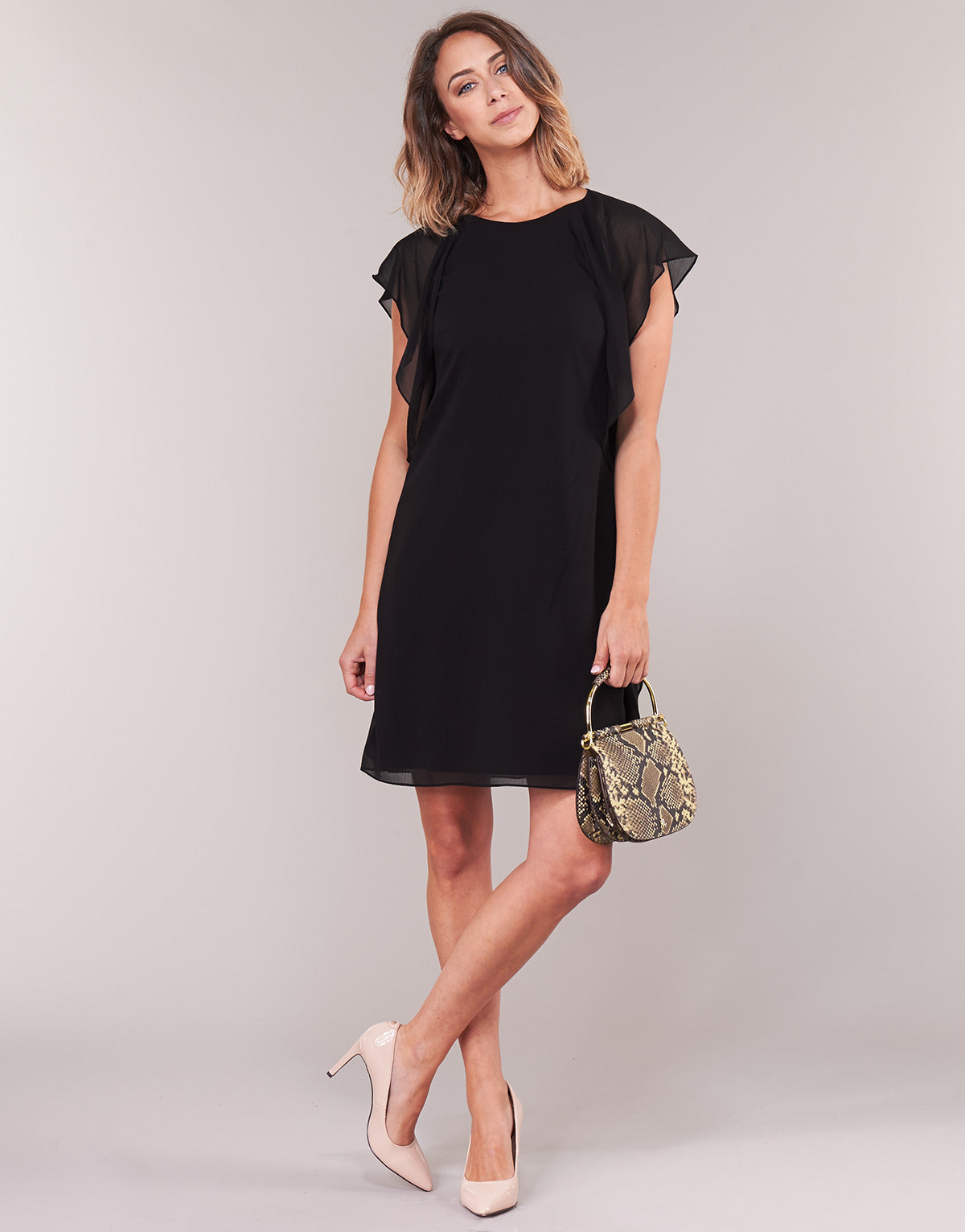 Abito corto Donna Lauren Ralph Lauren  RUFFLED GEORGETTE DRESS  Nero