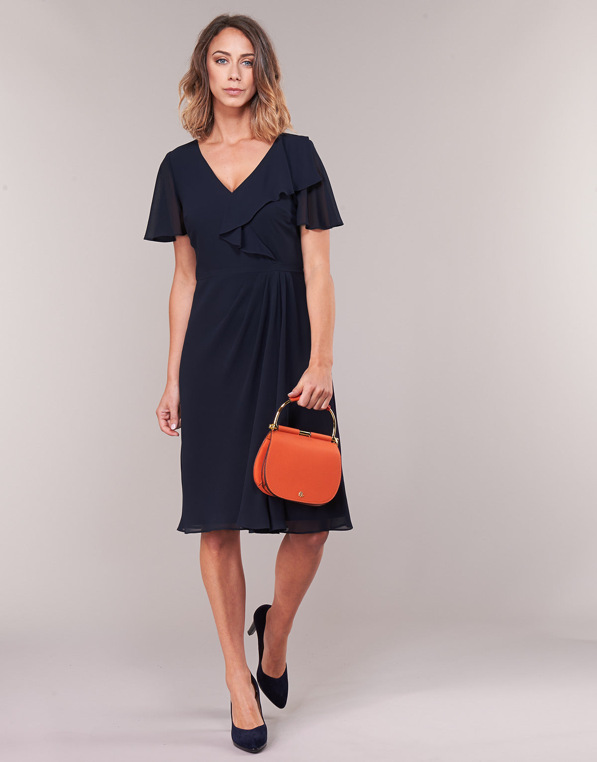 Abito lungo Donna Lauren Ralph Lauren  CUTLER CAP SLEEVE DAY DRESS  Blu