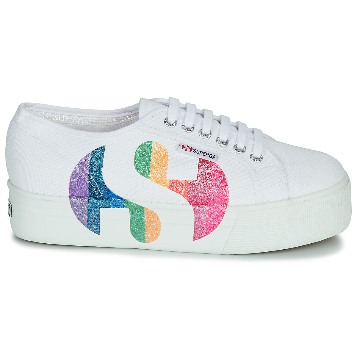 Sneakers basse Donna Superga  2790-COTWPRINTEDLOGOGLITTER  Bianco