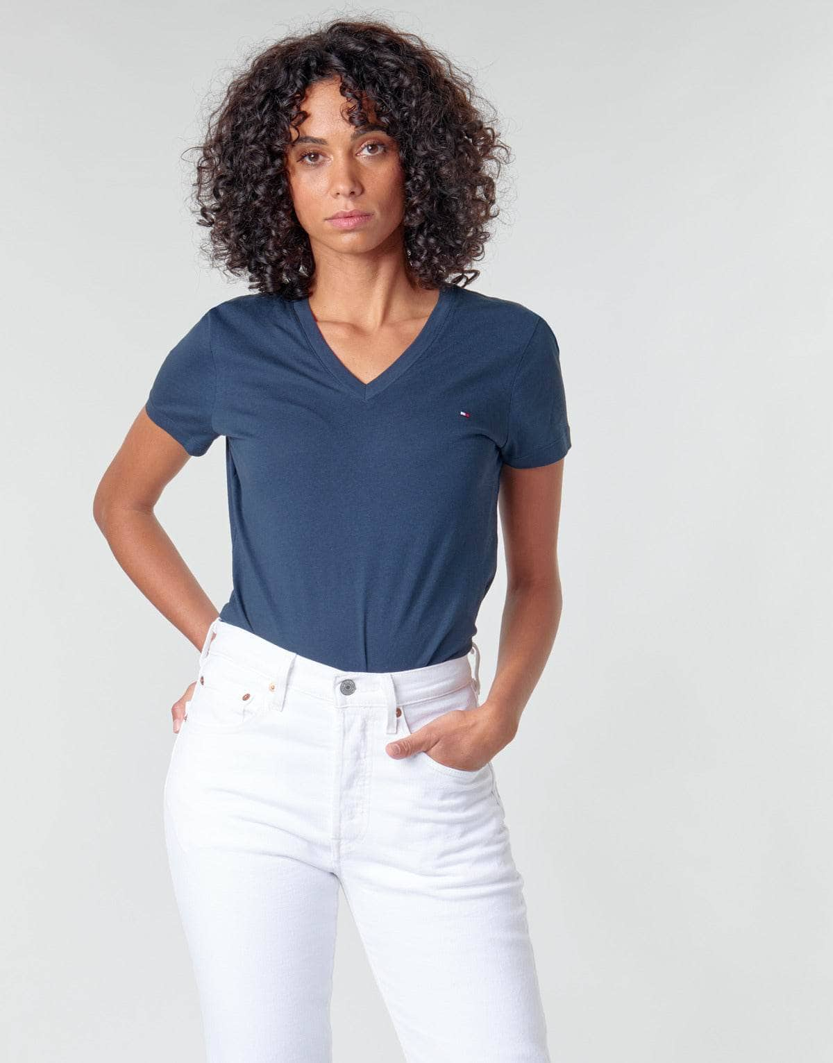 T-shirt Donna Tommy Hilfiger  HERITAGE V-NECK TEE  Blu