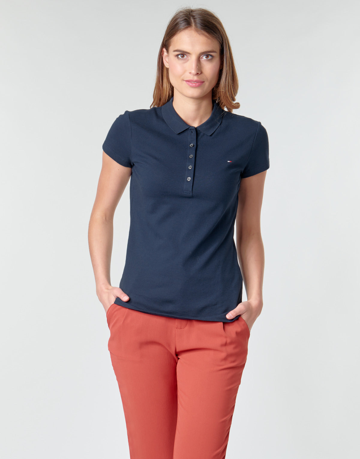 Polo Donna Tommy Hilfiger  HERITAGE SS SLIM POLO  Blu