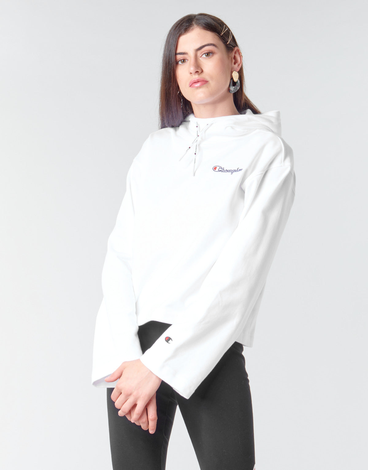 Felpa Donna Champion  HEAVY COMBED COTTON FLEECE  Bianco