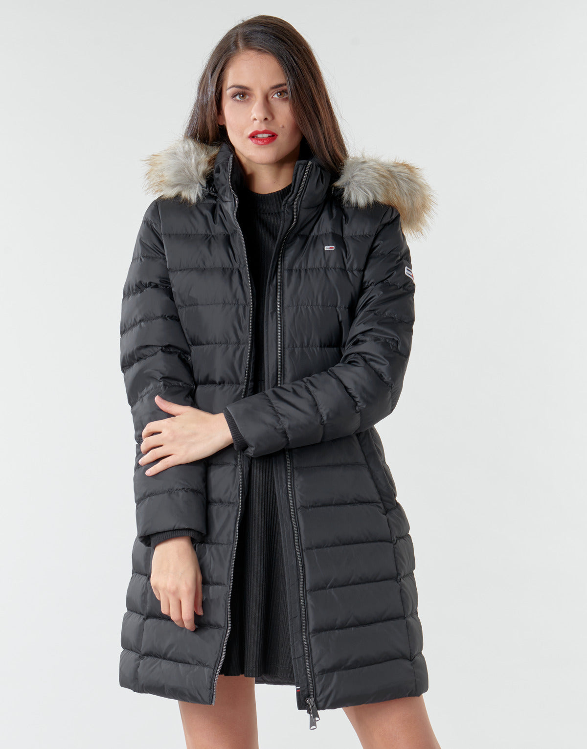 Piumino Donna Tommy Jeans  TJW ESSENTIAL HOODED DOWN COAT  Nero