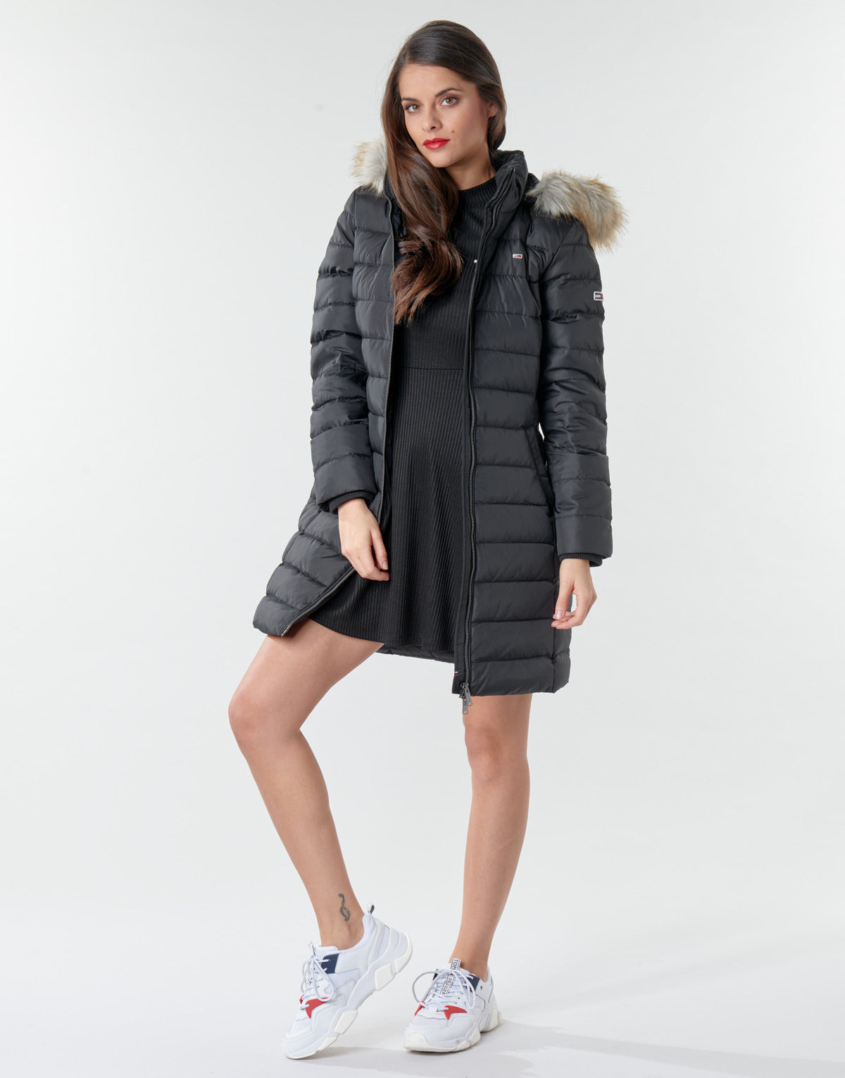 Piumino Donna Tommy Jeans  TJW ESSENTIAL HOODED DOWN COAT  Nero