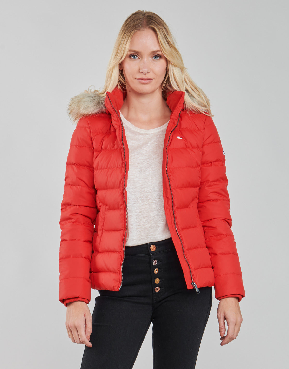 Piumino Donna Tommy Jeans  TJW BASIC HOODED DOWN JACKET  Rosso