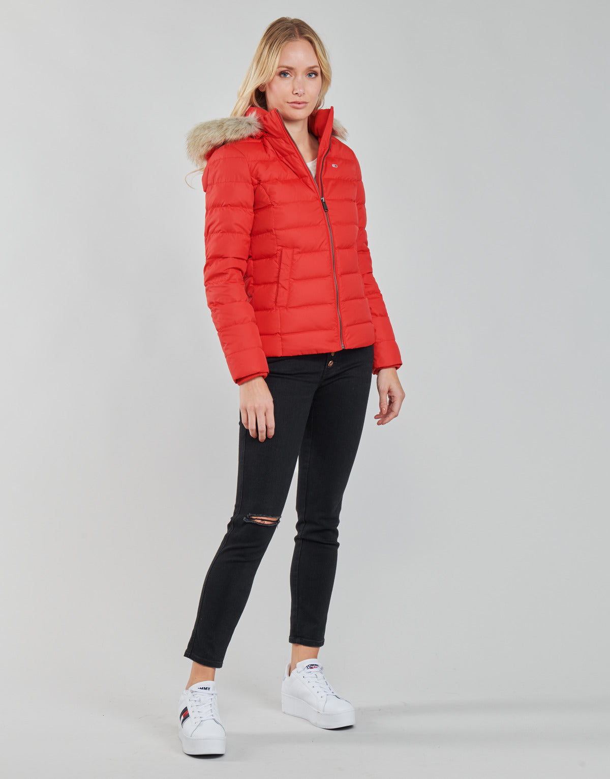 Piumino Donna Tommy Jeans  TJW BASIC HOODED DOWN JACKET  Rosso